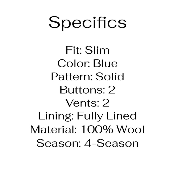 Calvin Klein 42R Blue Sport Coat Blazer Jacket Solid 2B Wool B655 - Picture 4 of 11